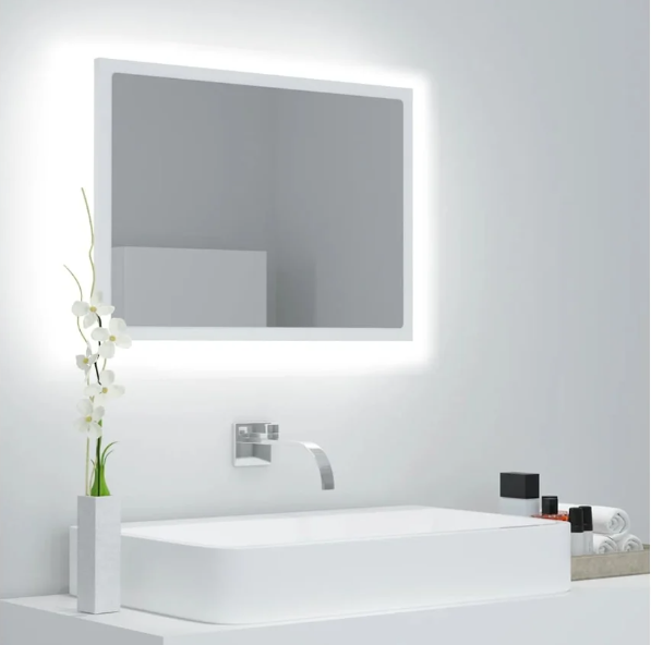 Espelho de Parede de Casa de Banho com Led 60 x 8,5 x 37 cm Acrílico Branco